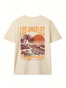 2026 Summer New Arrival Women's Graphic Tee,Women's Summer New Lemon Shell Fish Lobster Print Casual Vacation Loose Versatile Round Neck Beige Short Sleeve T-Shirt, Fashionable For Daily Wear,Tops Women Summer,4th Of July Outfit Women,Camiseta Para Mujer Blusas Para Mujer Camisa - 杏子 2 - 查看 3