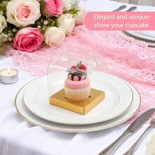 JUOXIERN 4 Inch Single Cupcake Boxes Individual Jumbo Cupcake Carrier (48, Gold) - ColorC - View 3
