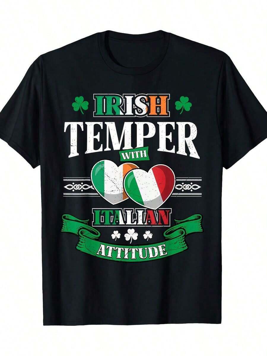 Camiseta Tradicional Irlandesa e Italiana para Hombre - Colores de las Banderas Nacionales de Irlanda e Italia (Verde, Blanco, Rojo) - Camiseta de Algodón de 220g de Peso Pesado - Ropa Cultural Italiana y para el Día de San Patricio - Frases Celtas-Italinas Divertidas - Camiseta Negra con Bandera Irlandesa/Italiana - Ropa Casual y para Fiestas Temáticas - Estilo Vintage con Cuello Redondo y Manga Corta - Lavable a Máquina - Diseño con Estilo Irlandés y Actitud Italiana, Adecuada para Adultos - La Camiseta de Navidad Más Posible, Camiseta de Navidad para Hombre, Camiseta para Hombre, Camisa para Hombre, Camiseta de Navidad, Camiseta para Hombre, Camiseta de Verano para HombreConjuntos de Vacaciones de Verano 2026 - Negro - Ver 1