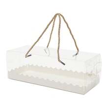OUKANING 60Pcs Clear Rectangular Cake Boxes PET Foldable Cupcake Pastry Packaging Box With Handle Rope For Wedding Birthday Party - View 6