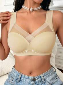 2pcs/Set Bra Tanpa Kawat Model Tank Tanpa Jahitan untuk Wanita, Bra Tanpa Kawat yang Ramah Kulit, Bernapas, dan Nyaman - Aprikot - View 7