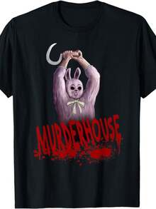 Camiseta unisex de manga corta, 2026NuevoVintageDe gran tamañoHombresyMujeresUniversalCamisetaManíacoenAsesinatoCasaPascuaConejoSupervivenciaHorrorJugadoreshombre, , , Dazymujer,romwehombres, bohochic,maestrasregalos,camisetaparaconjuntos de mujercon curvasparamu,y2k, - Negro - Ver 1