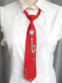 1pc Snowflake Chain Tie-Free Necktie, Casual Business Party Gift, Daily Preppy Street Style - Multicolor - View 28