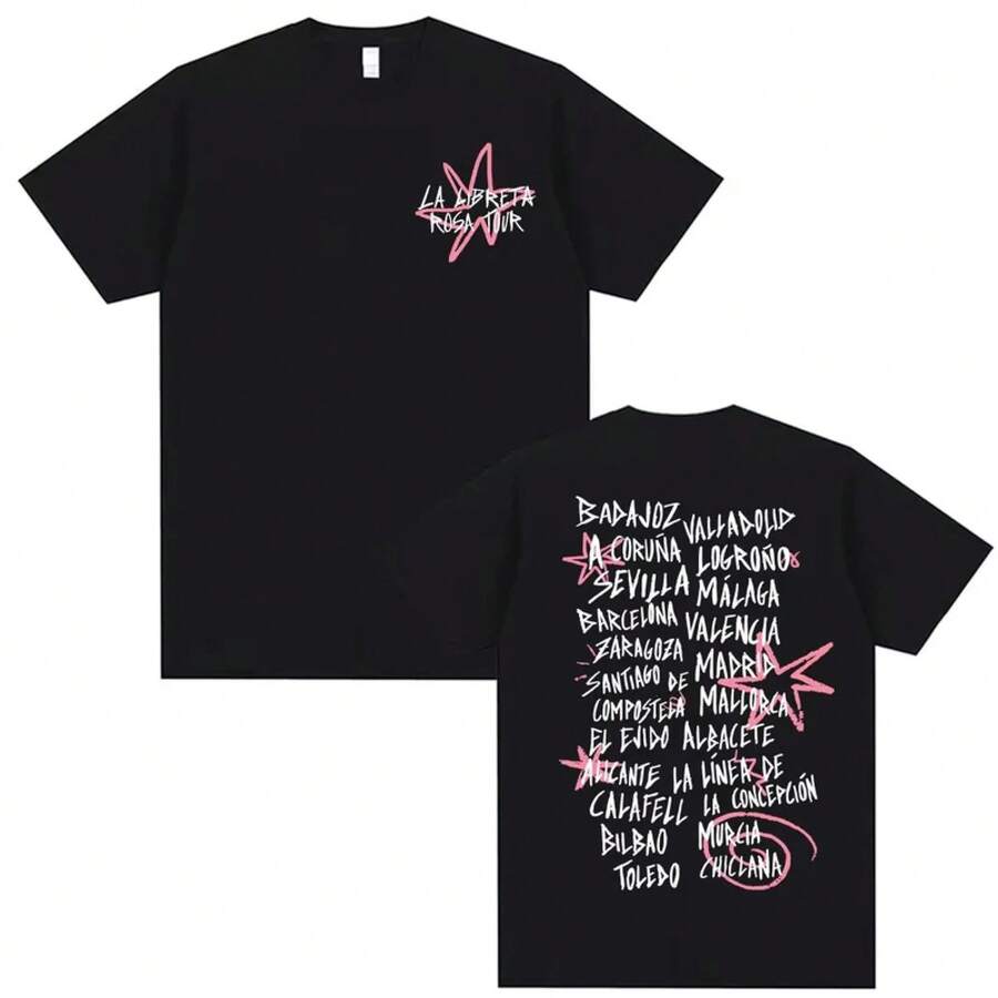 T-Shirts With The Print Of Chiara Oliver's Pink Notebook Tour 2026, Clothing For Men And Women, Aesthetic Summer T-Shirt, Casual, 100% Cotton - màu đen - Xem 1