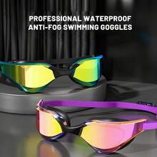 Gafas de natación con clip nasal, tapones para los oídos y gorro de natación, profesionales para adultos, de alta definición, impermeables y antiempañantes.﻿ - Blanco - Ver 5