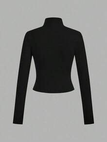 2 piezas Conjunto versátil de ropa deportiva de punto blanca y negra para yoga y fitness, camiseta de manga larga con cremallera y bordado gráfico de letras, elegante para otoño/invierno - Multicolor - Ver 6