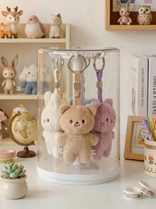 Stuffed Animal & Keychain Storage Case, Rotating Cylindrical Type, Hanging Type, 360 Degree High Transparency Clear, White / Black / Butter Yellow / Small Milky White, For Fandom Goods - Milky White - View 3