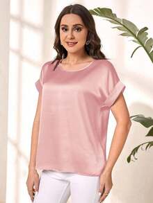Camisa de mujer con mangas de murciélago estampado de leopardo, camisas de verano para maestras, blusas de mujer estampado de leopardo, blusas de manga corta - Rosa - Ver 5