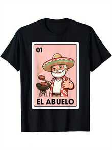 This Cartoon Mexican Grandpa BBQ T-Shirt Is A Soft And Stretchy Short-Sleeved Casual Tee With A Lively Geometric Design, Suitable For Men And Women For All Occasions. This Comfortable And Fun Mexican T-Shirt Features A Local Pattern And Is Shipped From The Store. Enjoy Discounts And Make It Ideal For Easter, Halloween, Thanksgiving, Christmas, And More. - 黑色 - 查看 7