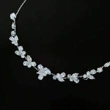 1 chiếc vòng cổ cưới đính đá Zirconia không quai - Bạc - Xem 3