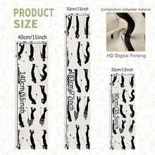 1pc Golf Player Silhouette Pattern Rectangular Table Runner, Black & White Classic Patchwork Design, Energetic Style, Large Size, Home Decor, Suitable For Family Gatherings, Indoor/Outdoor Decoration, Entryway, Coffee Table, Living Room Ambiance, Kitchen Dining, Holiday & Nature Gifts - Black and White - View 3