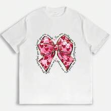 Camiseta con Gráfico de Lazo Rosa "You Are Enough" - Camisetas Lindas e Inspiradoras para Mujer, Estéticas y a la Moda, para Uso Diario Casual, Suaves y Cómodas, Camisetas de Verano, Regalos de San Valentín, Tops con Gráficos. - Blanco - Ver 1