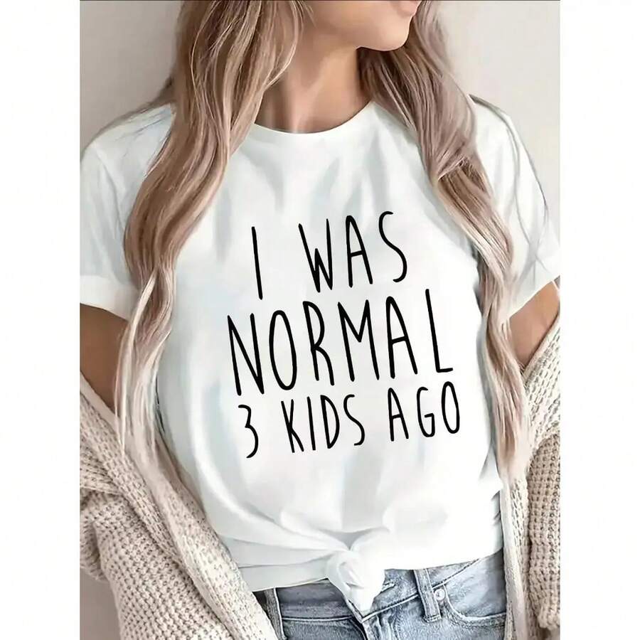 Women's Short Sleeve Cotton Graphic Print T-Shirt, Funny Saying T-Shirt For Moms, Soft Round Neck, Casual Everyday Top For Moms, For Mom Life, For School, For The Weekend, Gift. - 白色 - 查看 1