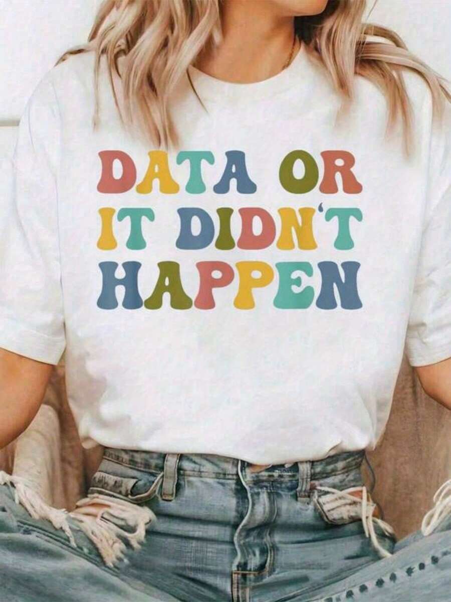 1 camiseta de concientización sobre el autismo para mujer y unisex "Los datos son la verdad" camiseta de derechos del autismo -- suave y transpirable, camiseta casual ligera de cuello redondo, ropa de promoción del autismo lavable a máquina 180g 100% algodón - Blanco - Ver 1