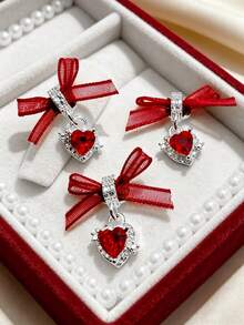 10PCS Gothic Cute Dual-Style Nail Charms, Black Red Purple Bow Heart Rhinestone Nail Pendants For Manicure - 彩色 - 查看 16