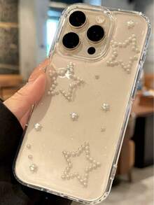 透明 16 Pro Max 手机壳，珍珠星形设计，超薄保护套，兼容 16、15 Pro、14、13 - 無色 - 查看 3