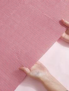 1pc Striped Fabric, Handmade Clothing DIY Sewing Material - Red - View 3