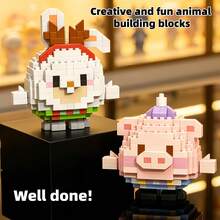 Cute Mini Animal Building Block Series, Awesome Adorable Items! Creative Educational Children Building Blocks Toy Set, Made Of ABS Material, Soft And Stress-Relieving, Recommended As Gift For Girls, Gift For Kids, Develop Fine Motor Skills And Hand-Eye Coordination, DIY Car Decor, Healing Desktop Decor, Ideal Graduation, Back To School, Friend Gifts - Multicolor - View 6
