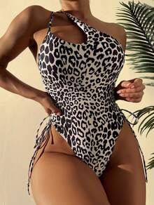 Nuevo traje de baño de una pieza con estampado de leopardo y tirantes ajustables. - Color de la imagen - Ver 7