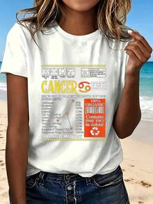 Cancer Facts T-Shirt With Fun Design And Creative Print For Beach Outings And Casual Wear Perfect Gift For Zodiac Lovers Fashionable And Trendy Choice - Blanco - Ver 1