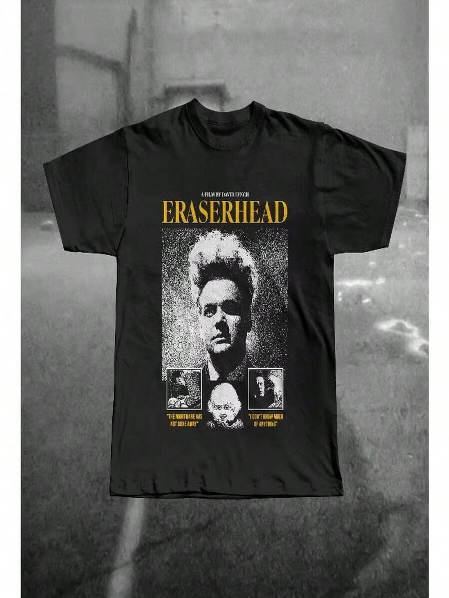 Camiseta Eraserhead: camiseta de la película de terror surrealista de David Lynch de 1977, camiseta unisex de verano, holgada y transpirable. - Negro - Ver 1