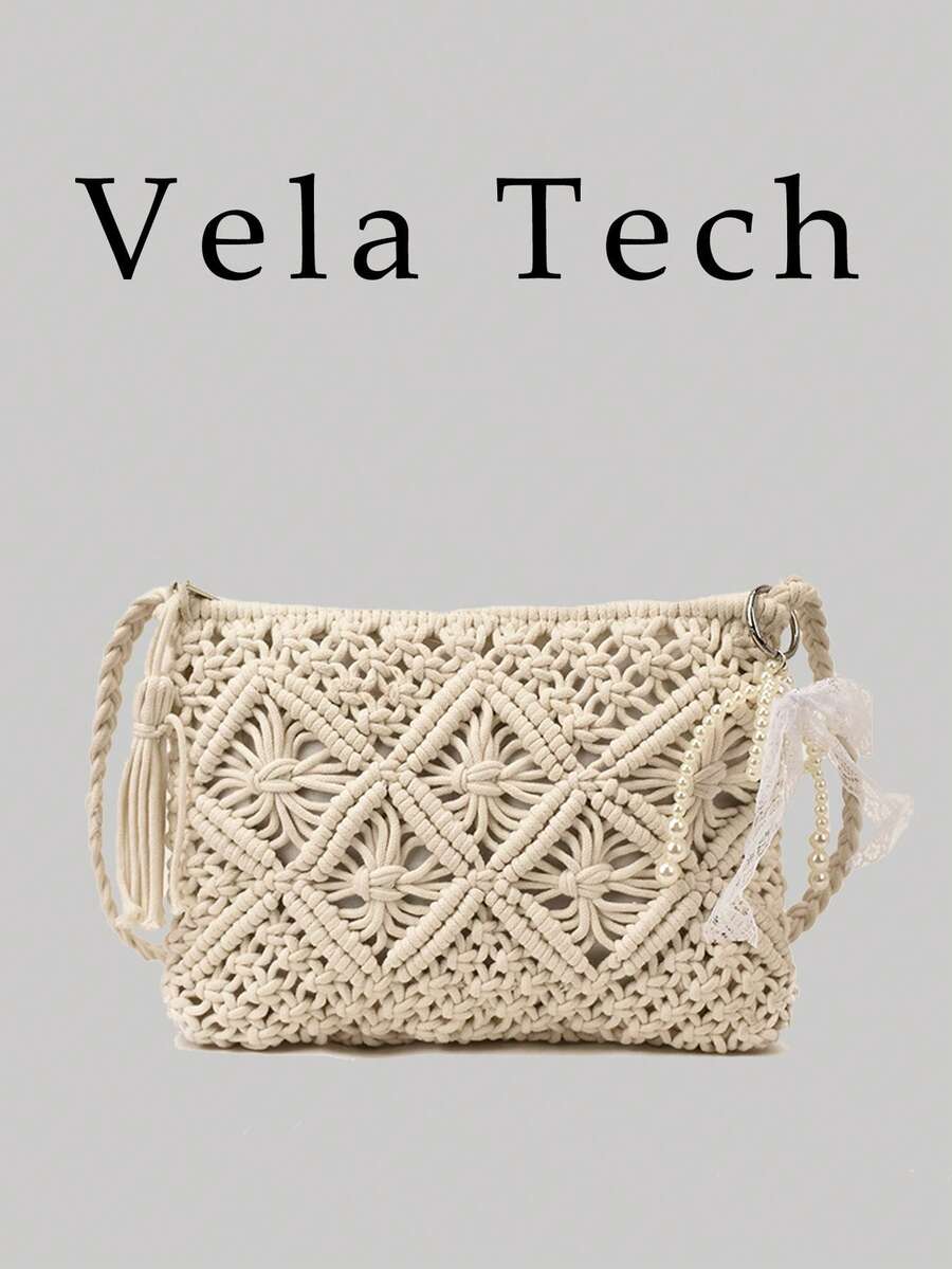 Handwoven Small Crossbody Bag, New Woven Shoulder Bag, Niche Beach Style, Versatile, Square Envelope Bag, Fashionable, Ins Style, Vacation Beach Bag