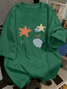 Women's Limited Edition Summer Short-Sleeve T-Shirt, Loose Fit With Cartoon Print, Short-Sleeve Top, Base Layer. 3333 Lightweight Cotton - 白色 - 查看 8