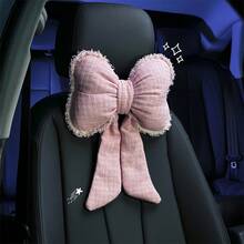 1pc Car Headrest Neck Pillow, Bow Decor Lumbar Support Cushion, Suitable For All Seasons - A - View 15