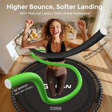 FLYBIRD BCAN BT4 40" Soft Land Pro Adult Bungee Rebounder Trampoline, 500lb Capacity Adjustable Tension Bungees, One-Piece Frame Quiet Indoor Cardio Trampoline With Handle Phone Holder & 2 Pairs Socks - Black 40-inch Integrated Trampoline With Armrests - View 4