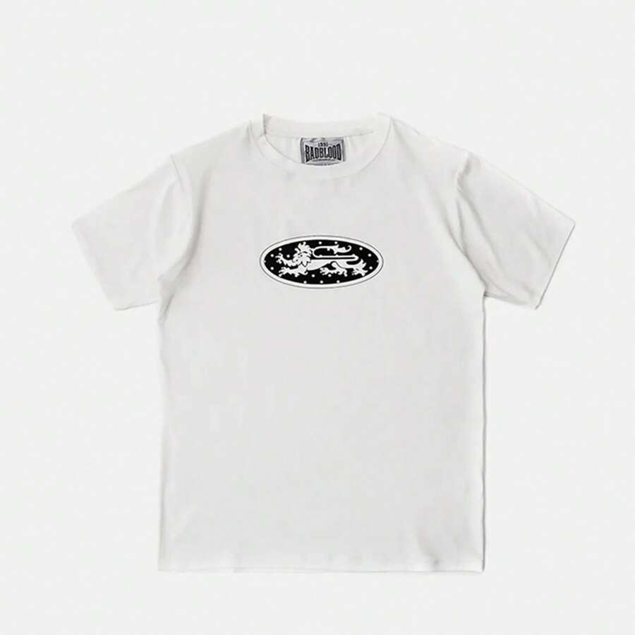 Women's Short-Sleeved T-Shirt From The Korean Badblood BCAC Series, Unique Design, American Sports Style With Round Neck, Comfortable Loose-Fit T-Shirt, Fashionable T-Shirts. - 白色 - 查看 1