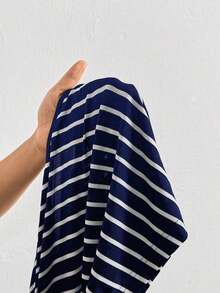Rompers para mujeres de talla grande, mono informal de rayas, vestidos de verano para mujer, traje de una pieza, mono corto, para dama - Azul y blanco - Ver 7