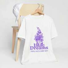 Camiseta Floral Lilac Dreams |   Camisa Ramo de Lila, Niebla Púrpura y Días Soleados - Blanco - Ver 2
