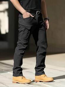 4PCS Men's Tactical Cargo Pants, Multi-Pocket Slightly Stretchy Outdoor Hiking & Work Pants,Casual Trousers. - Đen + Xám + Xanh lá cây + Màu kaki - Xem 2