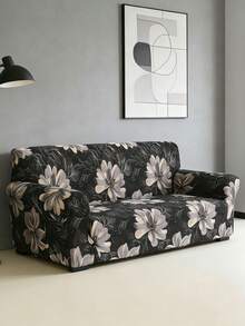 Fashion Black And Gold Floral Pattern All-Cover Sofa Covers 3 Seater - Elastic Sofa Cover, Suitable For All Seasons - Sofa Protection Cover For The Living Room - Home Decoration Item - Black - View 5