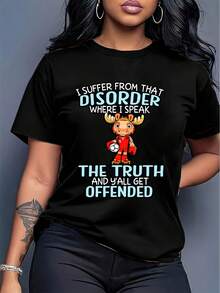 T-Shirt With A Soccer-Playing Moose And The Humorous Phrase "I Speak The Truth And Y'all Get Offended", Ideal For Soccer Lovers And Those With A Fun Style. - 黑色 - 查看 5