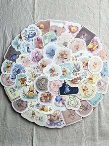 50PCS Disney Genuine Authorized Winnie The Pooh Sticker Fresh Elegant Style Art Interesting Holiday Gift Collection Decorative Scrapbook Phone Case Pencil Case Laptop Decal - 1 Set - View 12