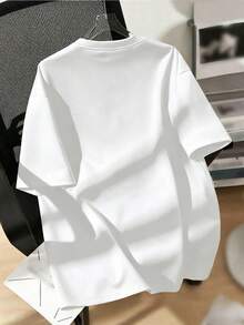 Camiseta Casual Holgada de Manga Corta con Cuello Redondo y Estampado de Estrella de Cinco Puntas para Mujer, Verano - Blanco - Ver 2