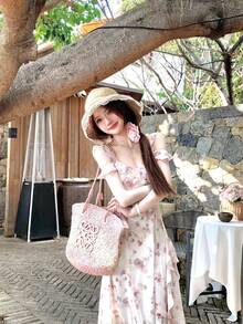 Women Long Dresses - Pink - View 6