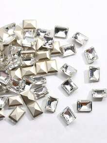 20 viên đá pha lê hình chữ nhật, kích thước 8*10mm, trong suốt, dùng để trang trí móng tay, làm đá đính móng, trang sức móng, phụ kiện làm móng. - Nhiều màu - Xem 3