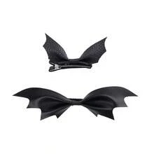 1 pieza, Clip de pelo con textura de cuero de murciélago de 2.75 pulgadas, adecuado para atuendos de fiesta festiva, accesorio de peinado DIY, regalo para amigos y compañeros de clase, clip de pelo que mejora la atmósfera - Pinza para el cabello con estampado de murciélago y diseño de cuero - Ver 6