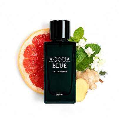 MAJESTY'S SECRET PHEROMAX Acqua Blue Eau De Parfum For Men, 50ml Fresh Woody Fougere Cologne With Lemon, Mint & Pink Pepper Notes, Long-Lasting Clean Masculine Fragrance For Office, Daily Wear & Gifts