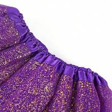 Falda tutú de malla caliente para adultos 2024, moda urbana, falda de color sólido, falda de baile estampada dorada/plateada de poliéster - Morado - Ver 4