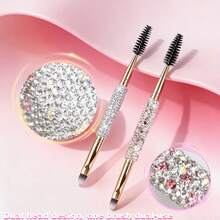 Brocha para delineador de ojos y cejas premium para mujer en oro rosa, brocha para delineador de ojos con decoración de purpurina brillante, brocha de maquillaje premium, adecuada para principiantes de maquillaje, cabezal de brocha para rímel, barata, asequible, brocha para pestañas con mango largo, brocha para pestañas portátil, set de brochas para maquillaje de pestañas, adecuada para injerto de pestañas, brocha para cejas, brocha para sombra de ojos, brocha espiral, herramientas de belleza - Multicolor - Ver 6