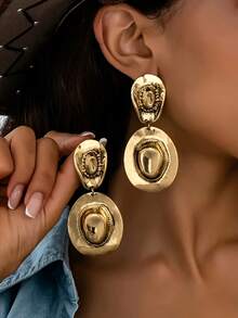 1 Pasang Anting Gantung Gaya Koboi Barat Retro dengan Desain Topi Koboi Besar yang Berlebihan, Kreatif dan Personal, Cocok untuk Liburan, Pesta, dan Pemakaian Sehari-hari - Topi koboi dan anting-anting - View 9