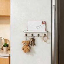 Key Hook; Mail Organizer Rack; Wall-Mounted Self-Adhesive Key Rack - Key Hook With Mail Organizer, Suitable For Wallets And Other Household Items - Key Rack With Storage Shelf, Suitable For RVs, Campers, Entryways, Living Rooms, Etc., Black - Multicolor - View 6