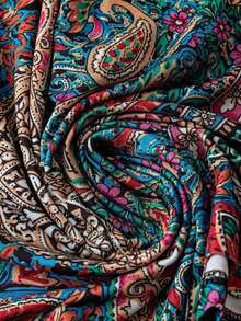 Pantalones anchos con bajo asimétrico y estampado de paisley casuales para uso en resort para mujer - Multicolor 2 - Ver 5