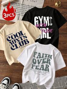 Camiseta de manga corta holgada y cómoda para mujer con estampado de letras, suave y transpirable, versátil y de moda, adecuada para salidas de fin de semana, fiestas con temática vaquera, uso diario y festivales de música en verano - Multicolor 5 - Ver 4