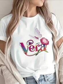 Camiseta de Manga Corta con Estampado de Vaquera Occidental - Diseño de Vaquera y Cactus del Desierto con el Eslogan "Un Pequeño Pueblo", Top de Poliéster Ligero con Cuello Redondo para Uso Casual, Eventos de Música Country y Atuendos del Suroeste - Negro - Ver 6