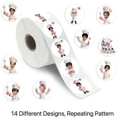 500pcs/Roll CO/RTIS Member Chef Creative Sticker Roll, Funny Cartoon Doodle Decor Stickers, Idol Fandom DIY Scrapbooking, Notebook, Water Bottle, Phone Case Decoration, Fan Gifts