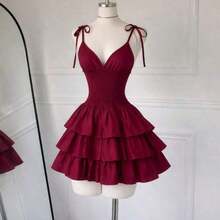 Vestido de fiesta para mujer de primavera/verano, vestido de cóctel, vestido de capas con tirantes finos, vestido sexy, vestido de dama de honor, vestido de vacaciones elegante - Lavado ligero - Ver 6